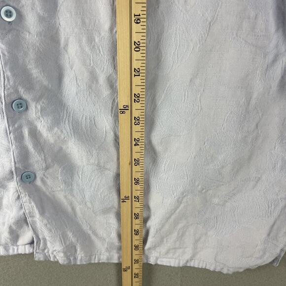 Vintage Ocean Pacific OP Shirt Mens XL Blue Button Up Jacquard Hawaiian Tropical - Picture 8 of 13